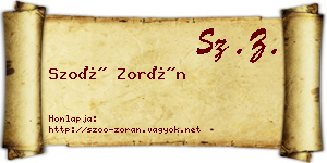 Szoó Zorán névjegykártya